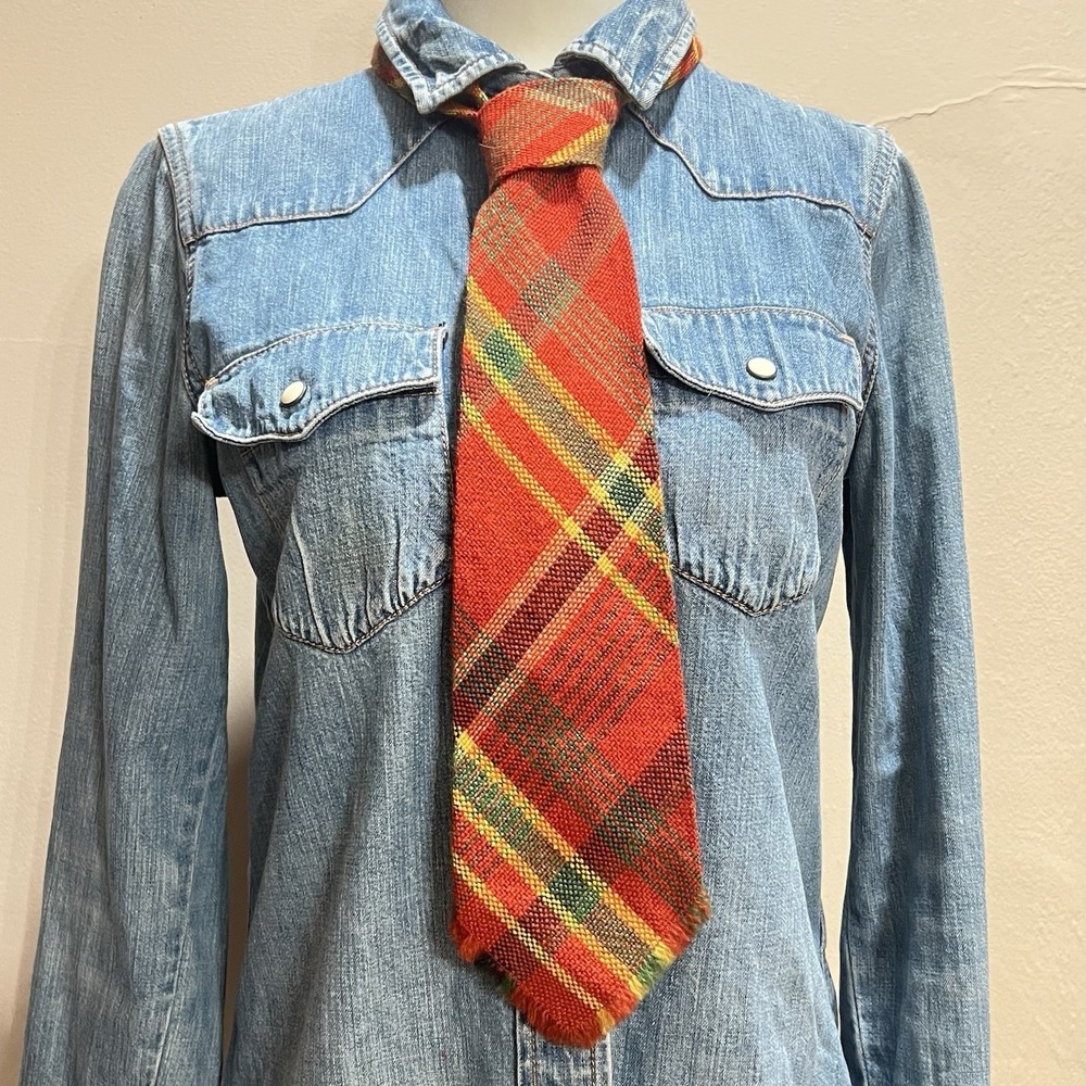 Vintage 1970s McCrossen Handwoven Wool Rayon Tie Acoma Colors Santa Fe EUC Rare